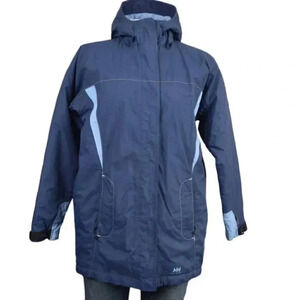 Helly Hansen Ski Jacket Long Hood Insulated Blue Helly Tech  Size Small